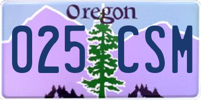 OR license plate 025CSM