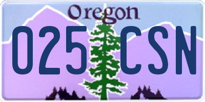 OR license plate 025CSN