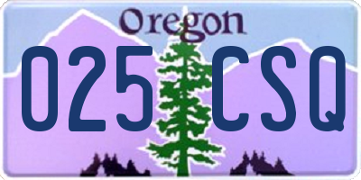 OR license plate 025CSQ