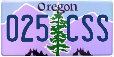 OR license plate 025CSS