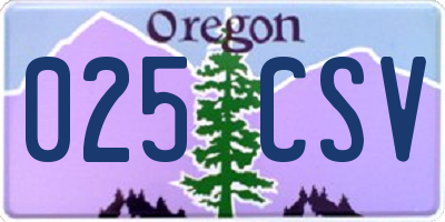 OR license plate 025CSV