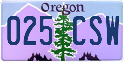 OR license plate 025CSW