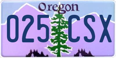 OR license plate 025CSX