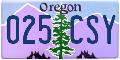 OR license plate 025CSY