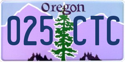OR license plate 025CTC