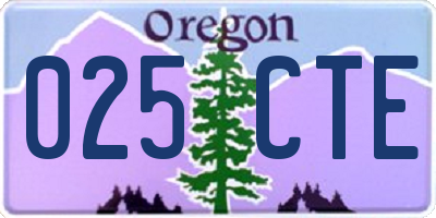 OR license plate 025CTE