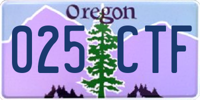 OR license plate 025CTF