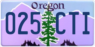 OR license plate 025CTI