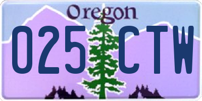 OR license plate 025CTW