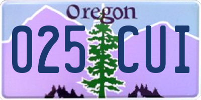 OR license plate 025CUI