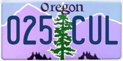 OR license plate 025CUL