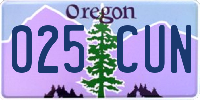 OR license plate 025CUN