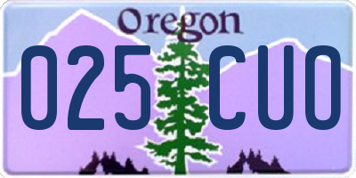 OR license plate 025CUO