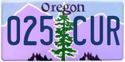OR license plate 025CUR