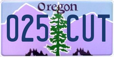 OR license plate 025CUT