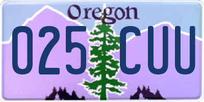 OR license plate 025CUU