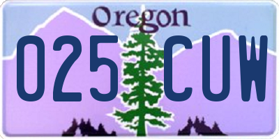 OR license plate 025CUW