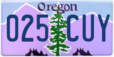 OR license plate 025CUY