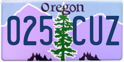 OR license plate 025CUZ