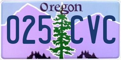 OR license plate 025CVC