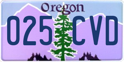 OR license plate 025CVD