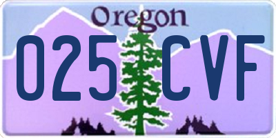 OR license plate 025CVF