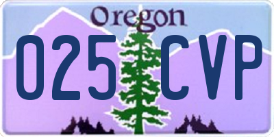 OR license plate 025CVP