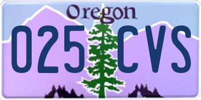 OR license plate 025CVS