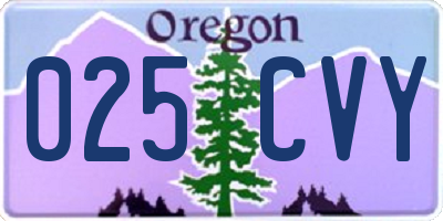 OR license plate 025CVY