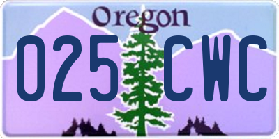 OR license plate 025CWC