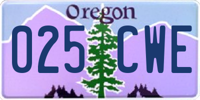 OR license plate 025CWE