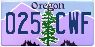 OR license plate 025CWF