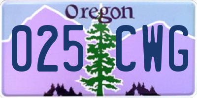 OR license plate 025CWG