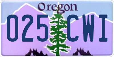 OR license plate 025CWI