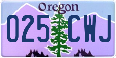 OR license plate 025CWJ