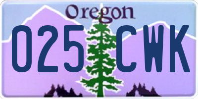 OR license plate 025CWK