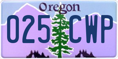 OR license plate 025CWP