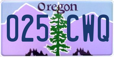 OR license plate 025CWQ
