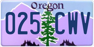 OR license plate 025CWV