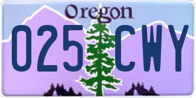 OR license plate 025CWY