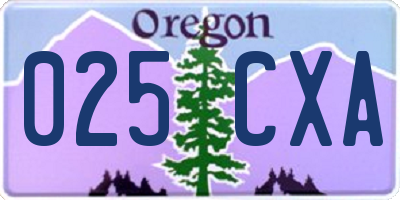 OR license plate 025CXA
