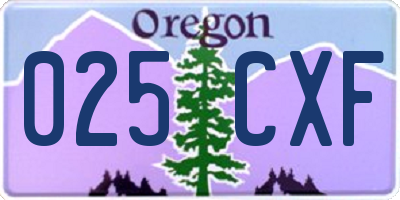 OR license plate 025CXF