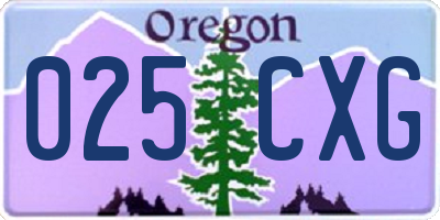 OR license plate 025CXG