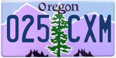 OR license plate 025CXM