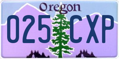 OR license plate 025CXP