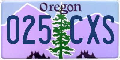 OR license plate 025CXS