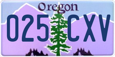 OR license plate 025CXV
