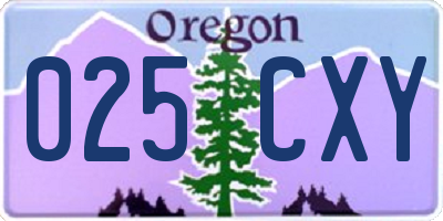 OR license plate 025CXY