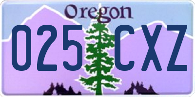 OR license plate 025CXZ