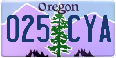 OR license plate 025CYA